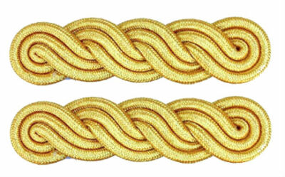 SHOULDER CORDS IN GOLD MYLAR 3 PLY X 5 CURLS 4.5 INCH FOR LADIES Board - Foto 3