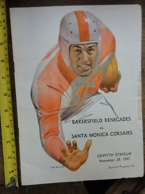 Bakersfield Renegades vs Santa Monica Corsairs Football Program 1947