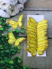 12 Large Feather Gold Butterflies 5inch- Artificial Gold Butterfly
