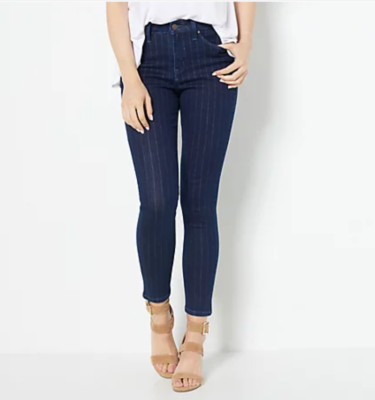 Laurie Felt Regular Metallic Pin-Stripe Ankle Jeans Indigo 2R A459901