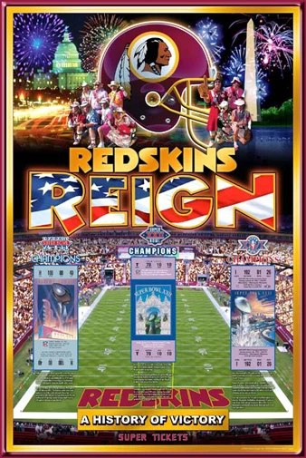 SPORTS POSTER WAREHOUSE Washington Redskins 3-TIME SUPER BOWL CHAMPIONS Official NFL 24x36 POSTER