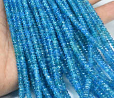 3-5mm AAA Neon Apatite Gemstone Faceted Rondelle Beads 16", Natural Neon Apatite