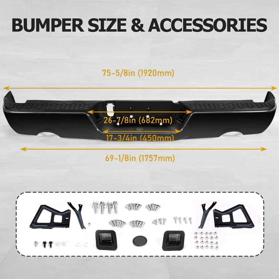 Black Rear Bumper Assy For 2009-2018 Dodge Ram 1500 Dual Exhaust w/o Sensor New - Imagem 3 de 4