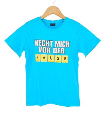 KIDSWORLD Jungen T-Shirt Sprüche türkis Größe 140 146 NEU A5