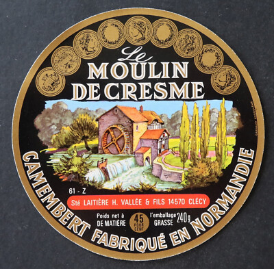 Käseetikett Camenbert Normandie LE MOULIN DE CRESME CLECY Cheese Label 9