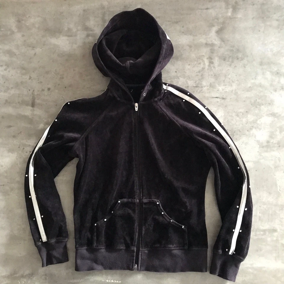 Y2K Bebe Sudadera con Capucha Mujer Pequeña Chaqueta de Pista Hip Hop Rave Sudadera Metálica Plateada Foto 2 de 4