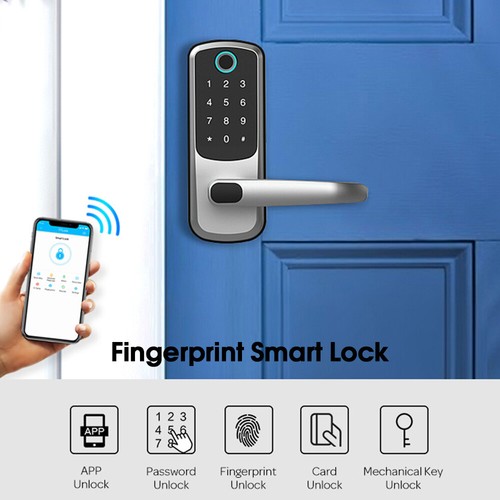 Electronic Smart Door Lock Wifi Biometric Fingerprint Remote Password IC Card - Picture 8 of 26