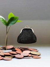 Black Mesh Kisslock Coin Purse Wallet Unbranded -Mint 