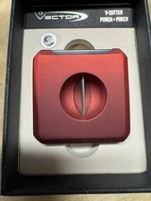 Vector VCUBE Cigar Cutter Punch V-Cut Poker and Rest - Soft Touch Red - New
