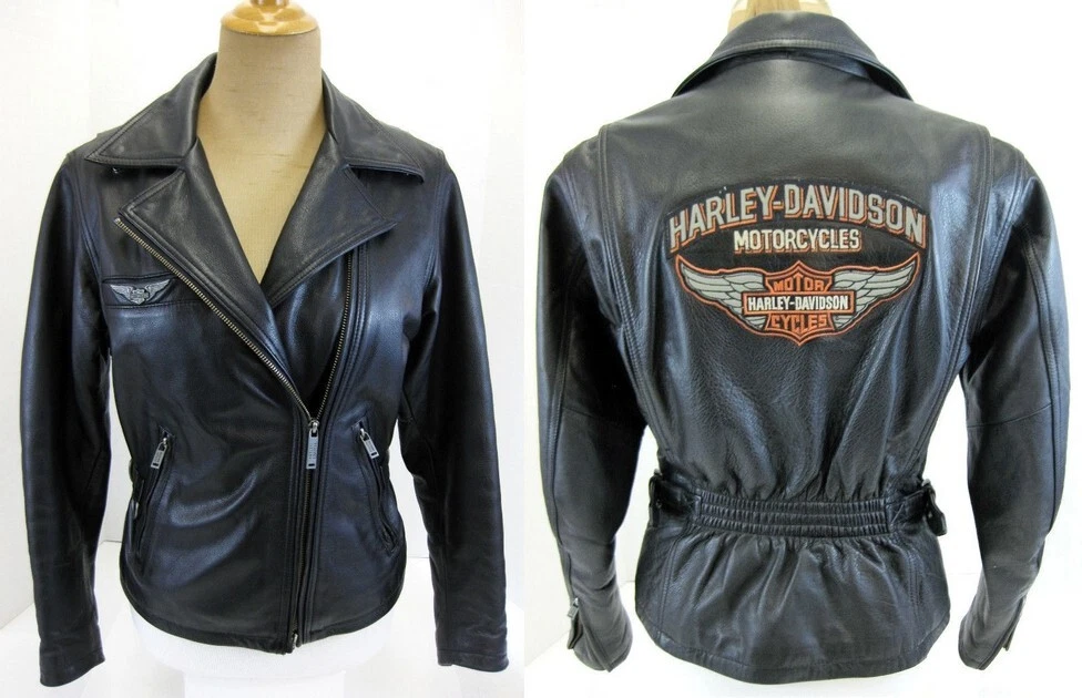 Harley Davidson MED Heavy CAPITOL Leather Jacket w Embroidered