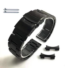 Black Metal Steel Brushed Curved End Replacement Watch Band Oyster #7007