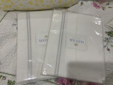 Matouk India NWT 2pc Euro Shams 350TC Cotton Percale White/Silver 15 Sets SOLD