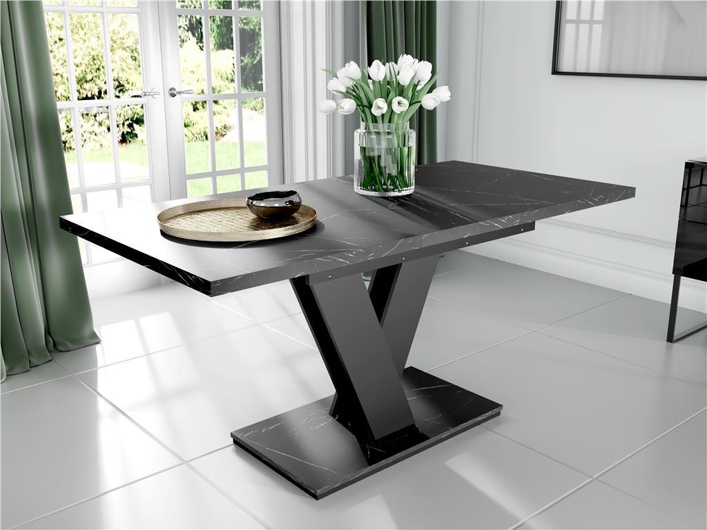 Marble Dining Table Black Extendable Marble Effect Top 120 160cm 6 8 Seater Cari