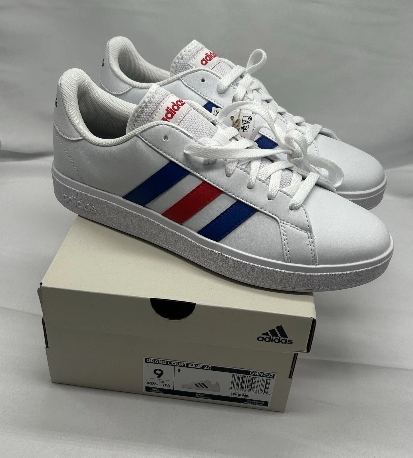 Men's Adidas Grand Court Base 2.0 White Superstar Tennis Casual Athletic Shoes