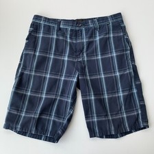 Hurley Board Shorts Mens 32 Blue Plaid Bermuda Surf Skater Outdoor Streetwear