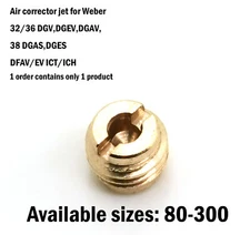 Weber Air Corrector Jet for Weber 32/36 DGV, DGAV, DGEV Carburetor #77201x