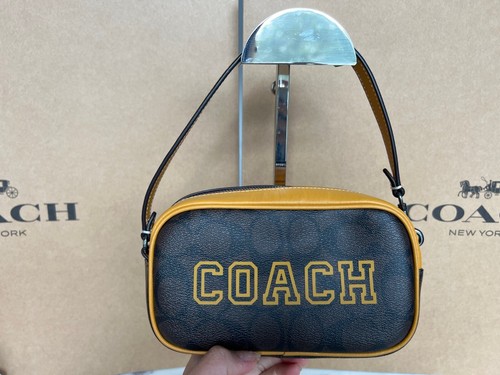 COACH Jamie Wristlet In Signature Canvas wVarsity Motif CB851 QB/Brown/Buttercup - 第 1/7 張圖片