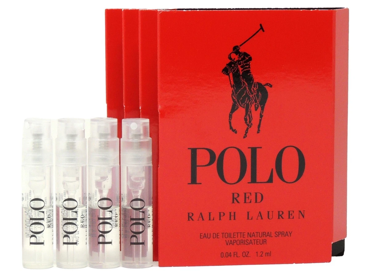 RALPH LAUREN POLO RED 1.2ml .04fl oz x 4 COLOGNE SPRAY SAMPLE VIALS