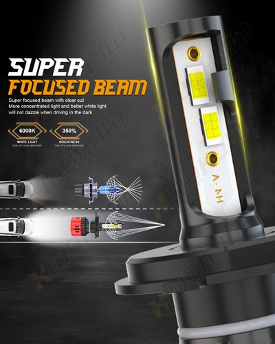 H4 9003 LED Headlight Kit High Low Beam Conversion Kit 6000K White - Foto 10 di 13