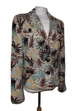 Missoni Yellow Brown Green Leaf Pattern Wool Jacket Size M