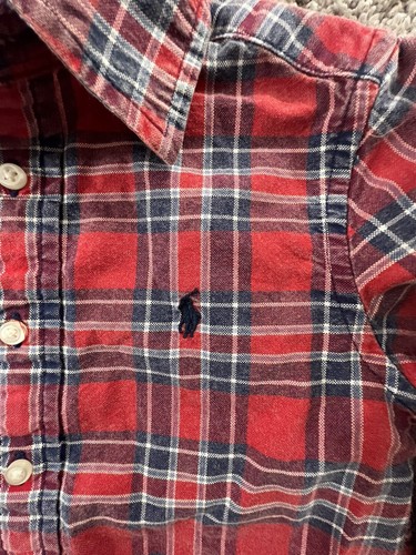 Ralph Lauren Polo Boys Blue White Button Up Collared Shirt Size 4T Plaid - Picture 2 of 6