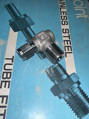 S-JOINT STAINLESS STEEL MALE ELBOW 1/4 TUBE X 3/8M 90 SWAGELOK REF SS-400-2-6