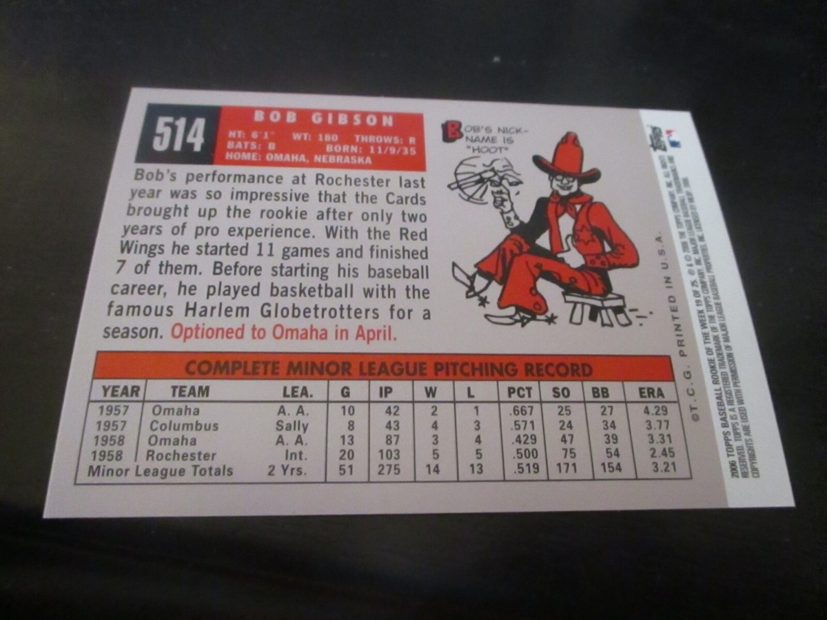 BOB GIBSON (st. louis cardinals) 2006 topps ROOKIE reprint