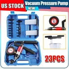 23Pcs Hand Held Vacuum and Pressure Pump Tester Tool Brake Bleeder Kit w/ Case