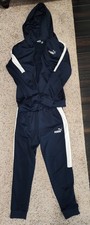 Boys Puma Track Suit Set Navy Hooded Jacket M 10/12