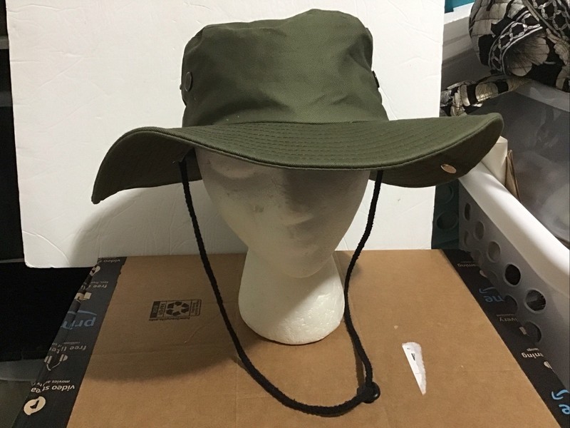 7 3/4” Bucket Hat Green With Strap And Side Snaps