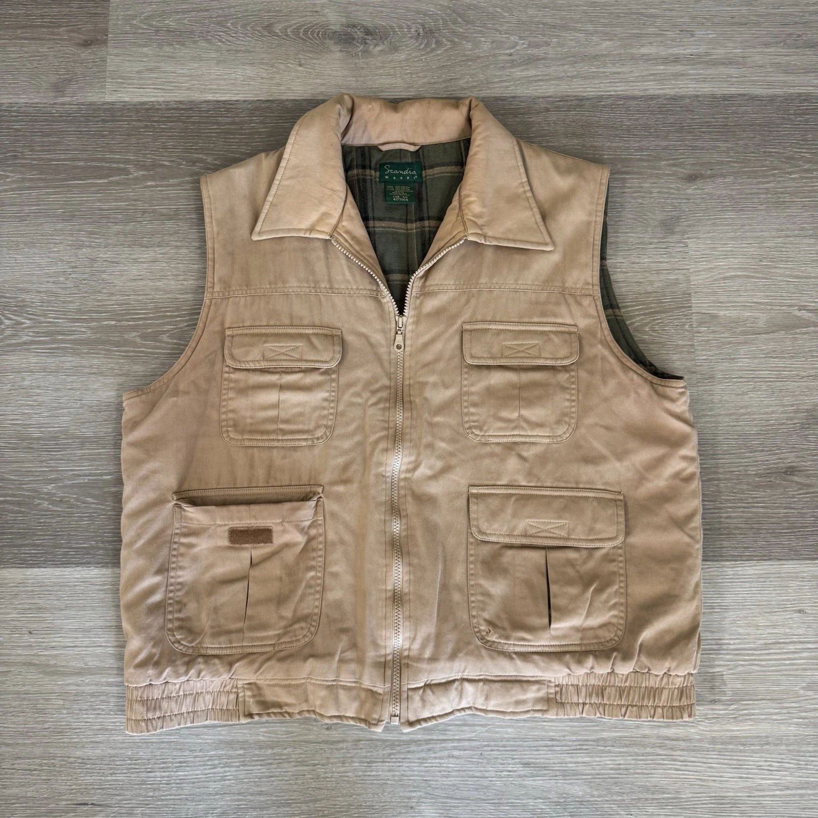 Scandia Woods Beige Cargo Utility Vest Outdoor Fishing Men's Size L