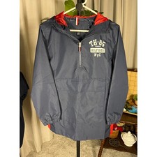 Tommy Hilfiger Boys NavyRed Windbreaker Anorak Jacket TH-85NYC Hooded Size 14/16