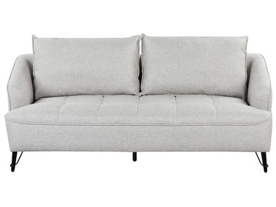 3-Sitzer Sofa Stoff grau gesteppt mit Armlehnen lose Rückenkissen modern Hobro