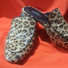 Vaneli Mule Leopard Print Comfort Shoes Stone Accents Block Heel Slip-On 6.5M