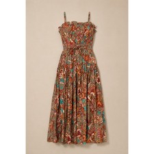 Ulla Johnson Lisbet Delphinium Floral Cotton Midi Dress Size 6
