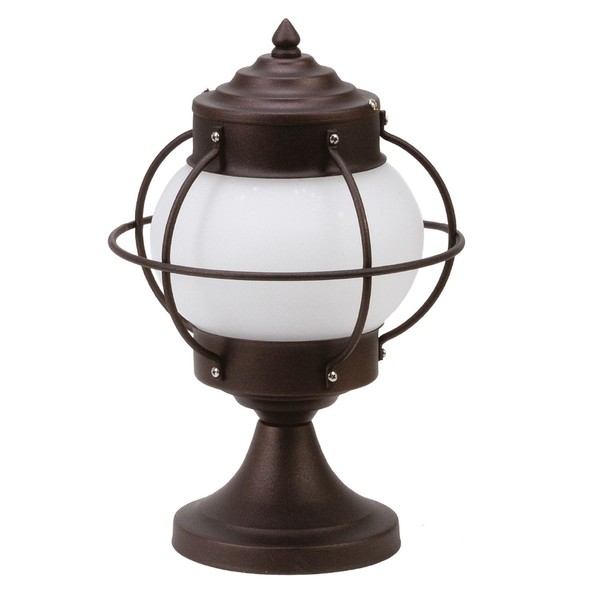 Sockelleuchte E27 AußEn Echt-Messing Glas 30 Cm Hoch IP43 Rostbraun Antik Lampe-image