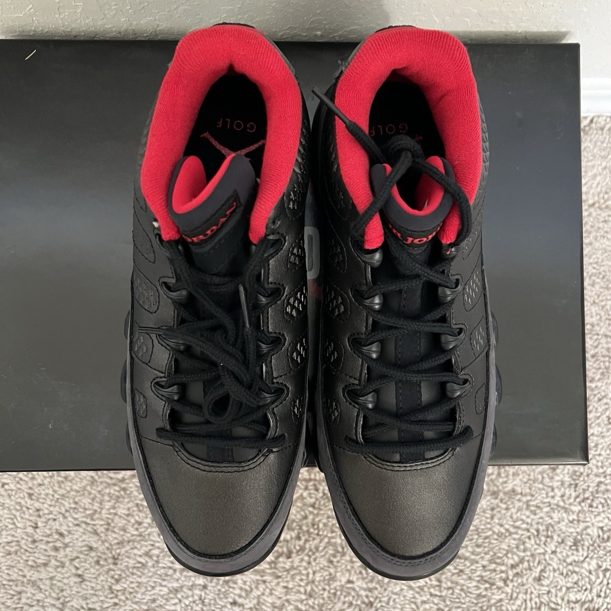 Jordan 9 Retro Low Golf Sneakers Black True Red FJ5934 002  display picture 2