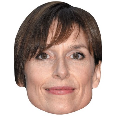 Amelia Bullmore (braune Haare) großer Kopf. Größer als das Leben Maske.