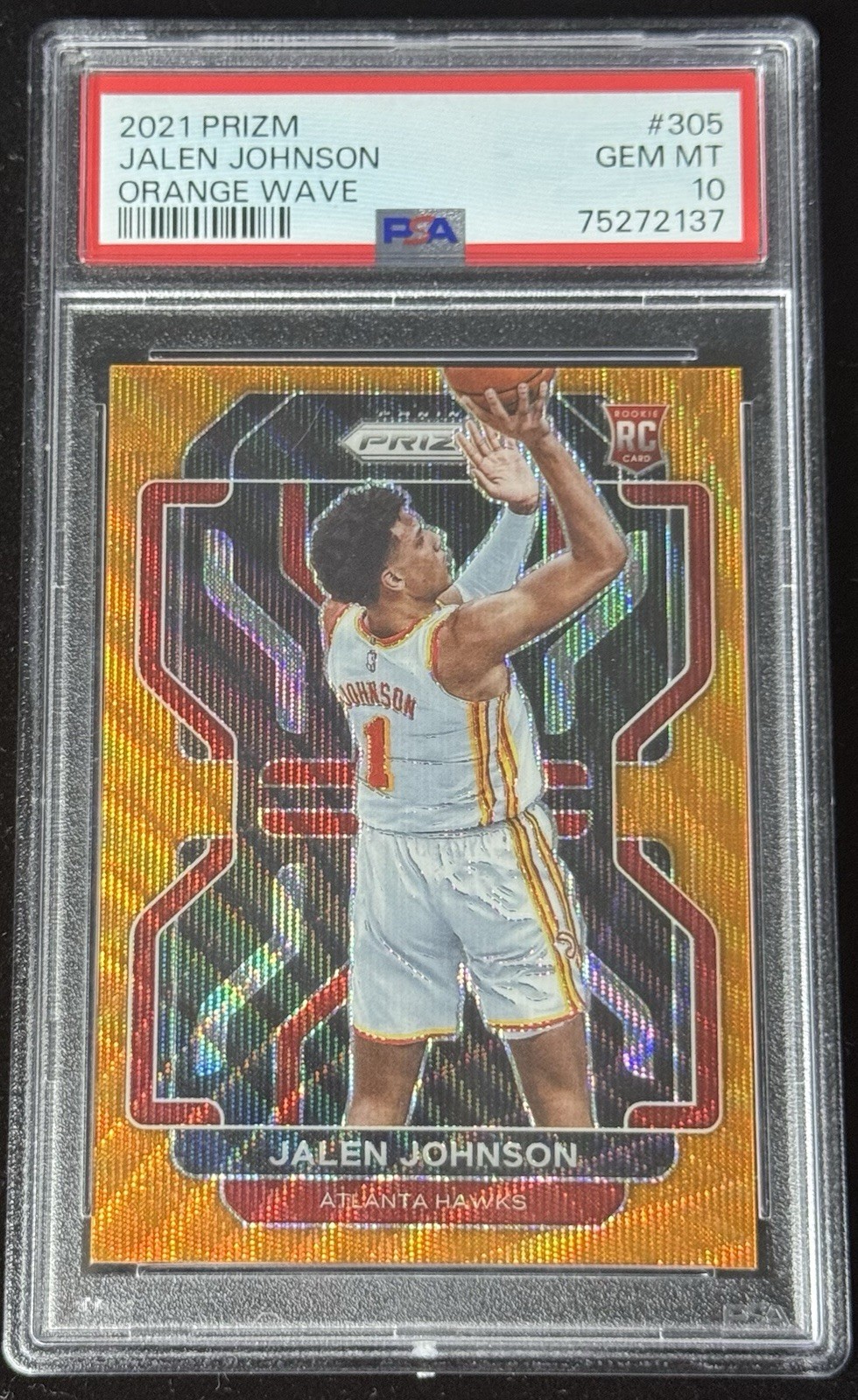 Jalen Johnson RC /60 PSA 10 Orange Wave Prizm Rookie 2021 #305 🏀