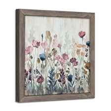 Abstract Flower Framed Wall Art: Vintage Blossom Floral Painting Rustic Color...