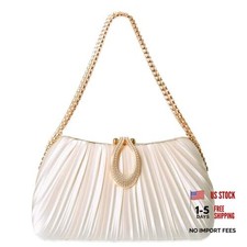 Gold Clutch Purses for Women - Elegant Sparkling evening Champagne Gold-satin