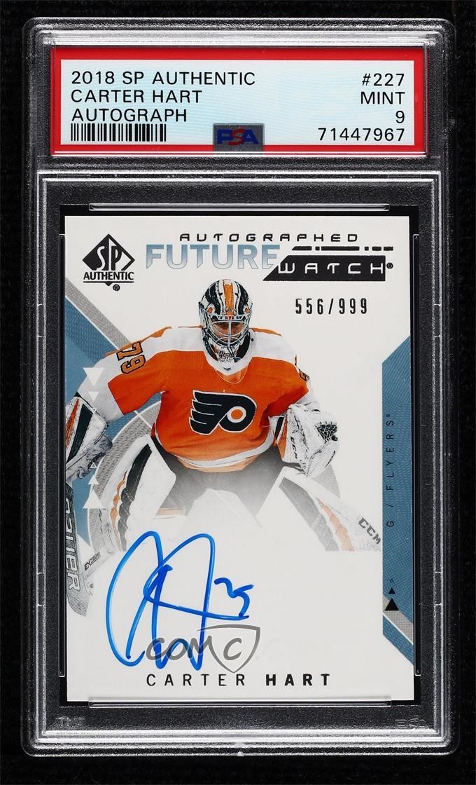 2018-19 SP Authentic Future Watch 556/999 Carter Hart #227 Rookie Auto RC 0p38