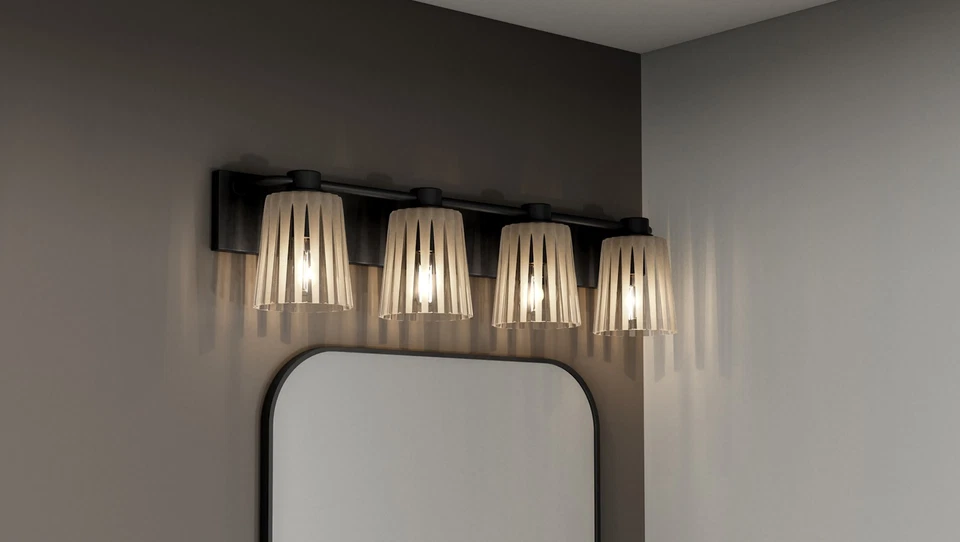 Luz de tocador Quoizel RAY8632 gris 4 luces 32" W - negra Foto 2 de 4