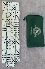 Vintage Eddie Bauer Dominoes Set Canvas Carry Case Travel 29 Tiles Camping Game