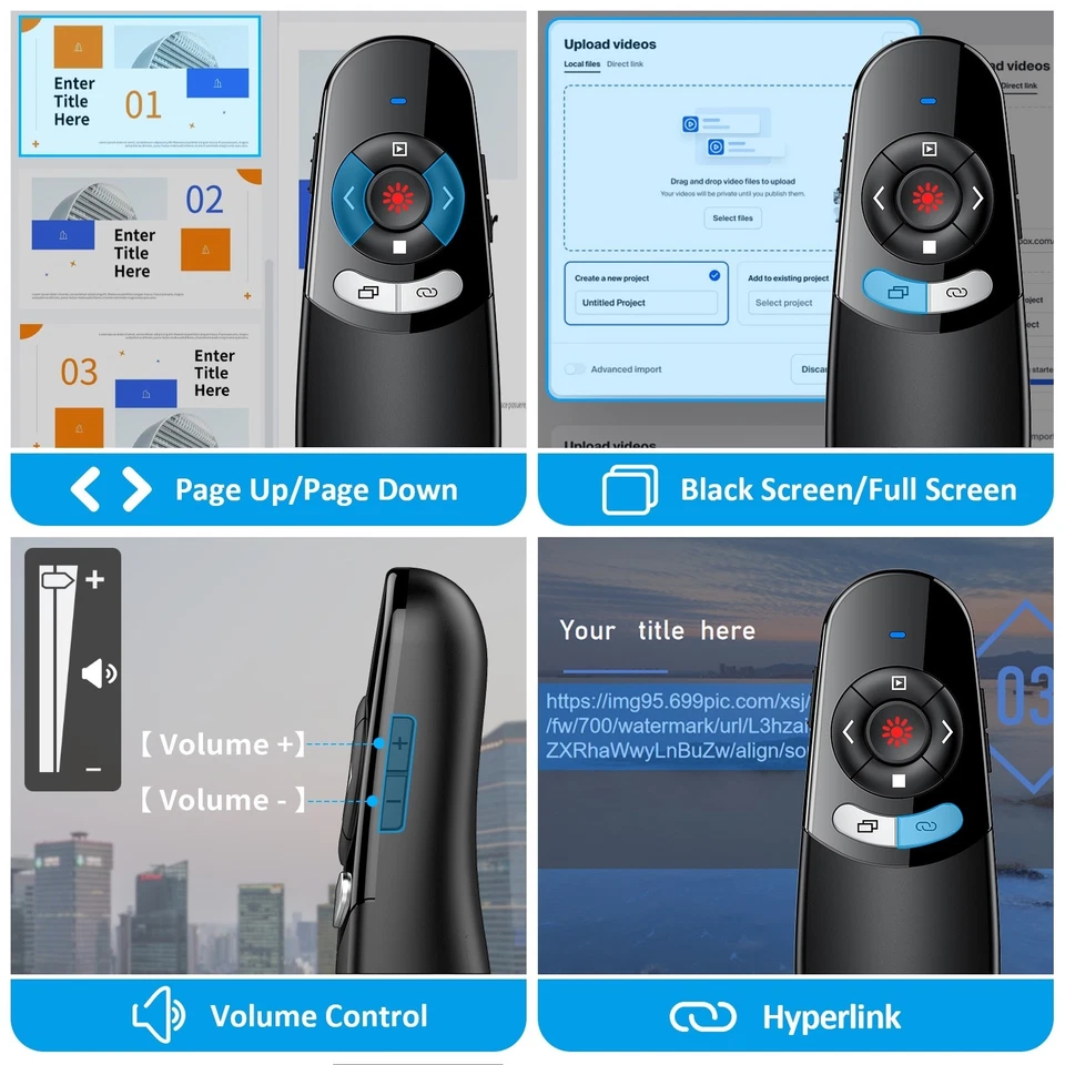 RF 2.4 GHz Presentation Clicker Wireless Presenter USB Powerpoint Clicker Remote - Image 3 of 4