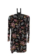 LOFT Outlet Womens Black Floral Paisley Button Front Long Sleeve Dress Size 8