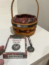 LONGABERGER Inaugural Basket Set/Combo 1997 America Old Glory Fabric Liner,TieOn