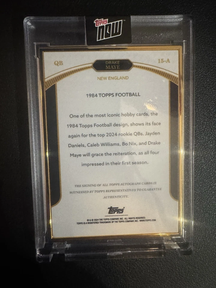 2024 Topps Now Drake Maye #15A Rookie Autograph - GOLD FRAMED /50 AUTO - Image 2 of 4