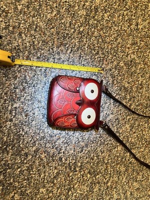Owl Purse 6 x6  With Strap Pleather Shoulder Bag