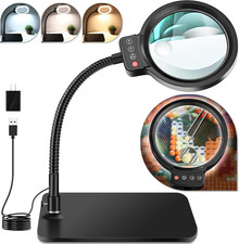 30X 10X Magnifying Glass with Light and Stand, 72 LED 3 Color Modes Stepless Dim